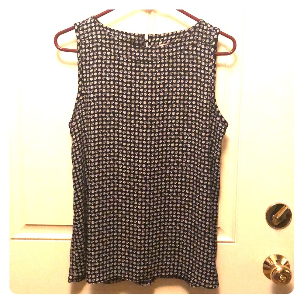 Navy floral sleeveless top